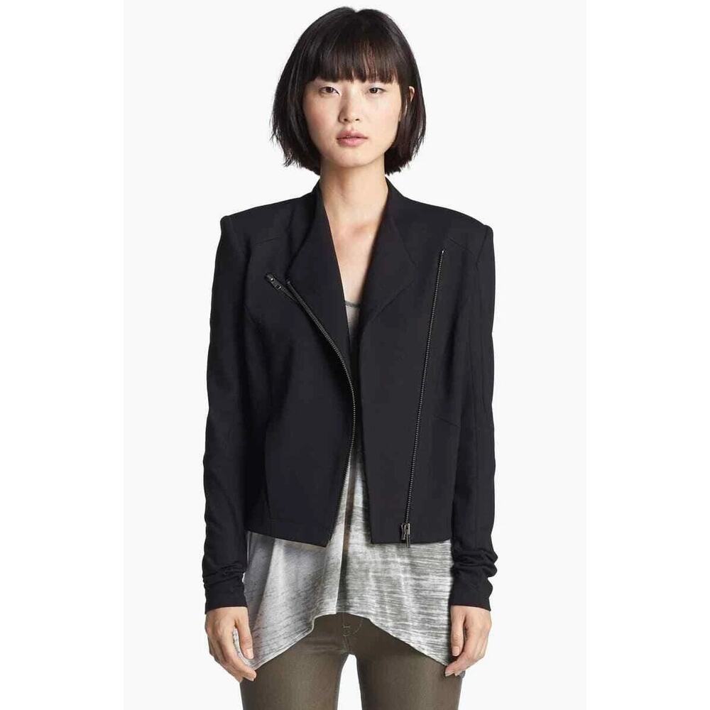 Helmut Lang Asymmetrical Zip Moto Jacket Black Womens Size Medium